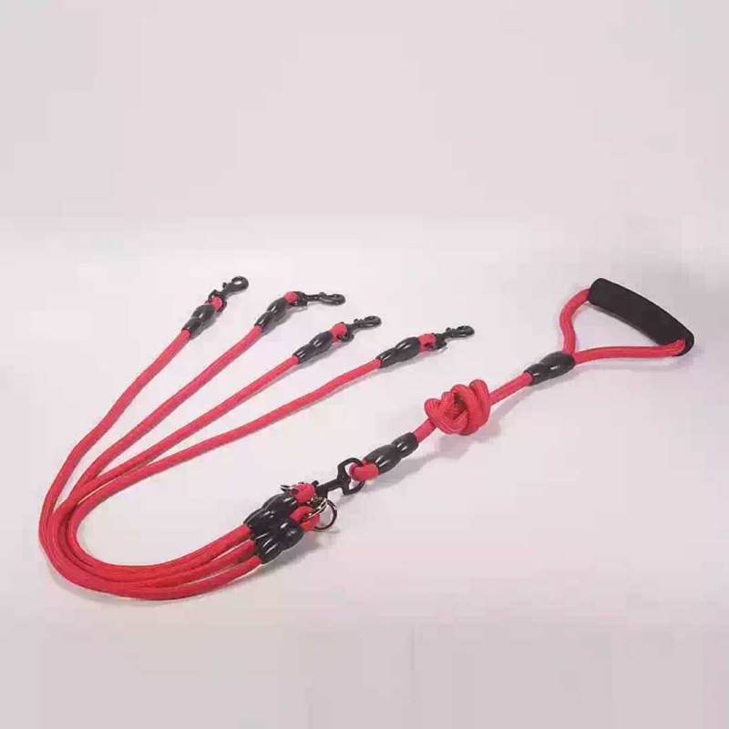 Red blue black polyester Multi Dog Leash