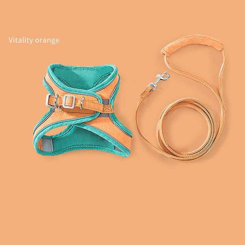 Chamois Blue Orange Green Harness leash set