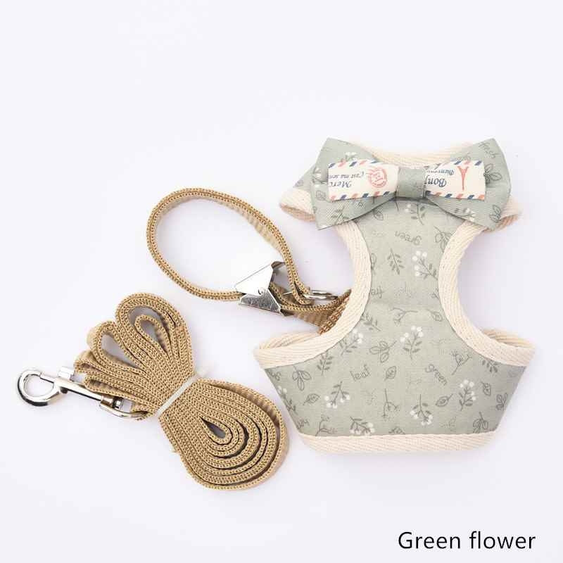 Oxford cloth bows  different colors pet harness with leash