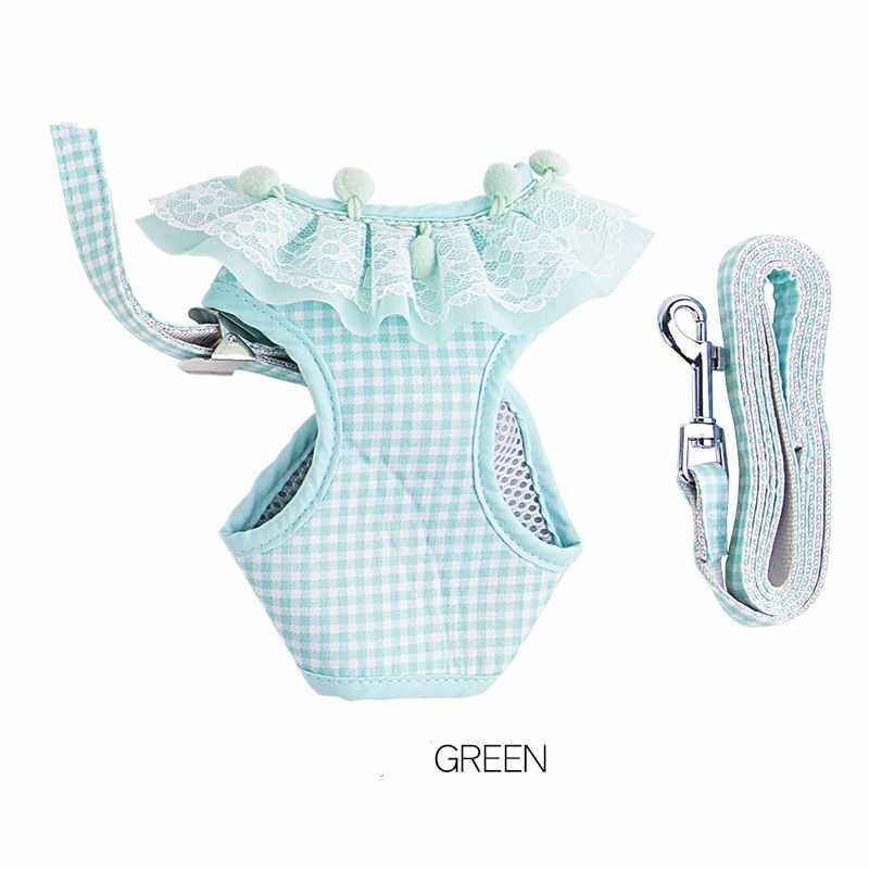 Polyester Plaid Lace harness leash set