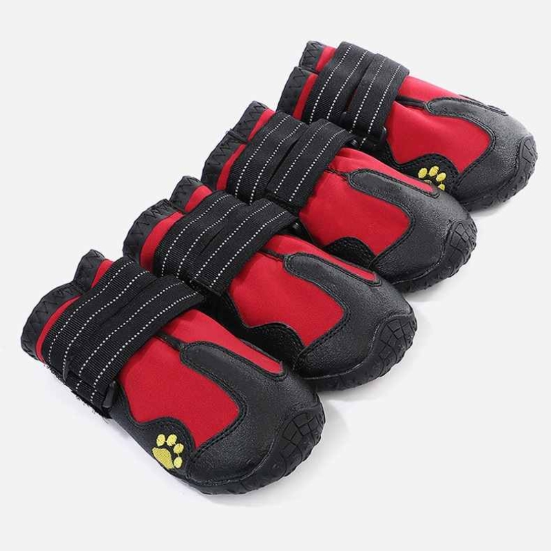 Black red Non-slip waterproof dog shoes