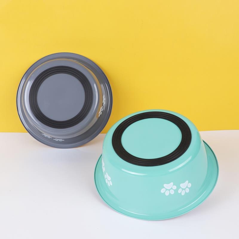 Stainless Steel Printed Pet Food Bowl with silicone non-slip bottom