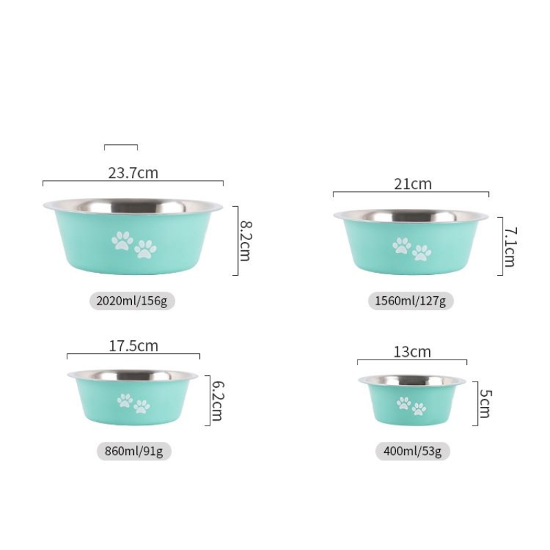 Stainless Steel Printed Pet Food Bowl with silicone non-slip bottom