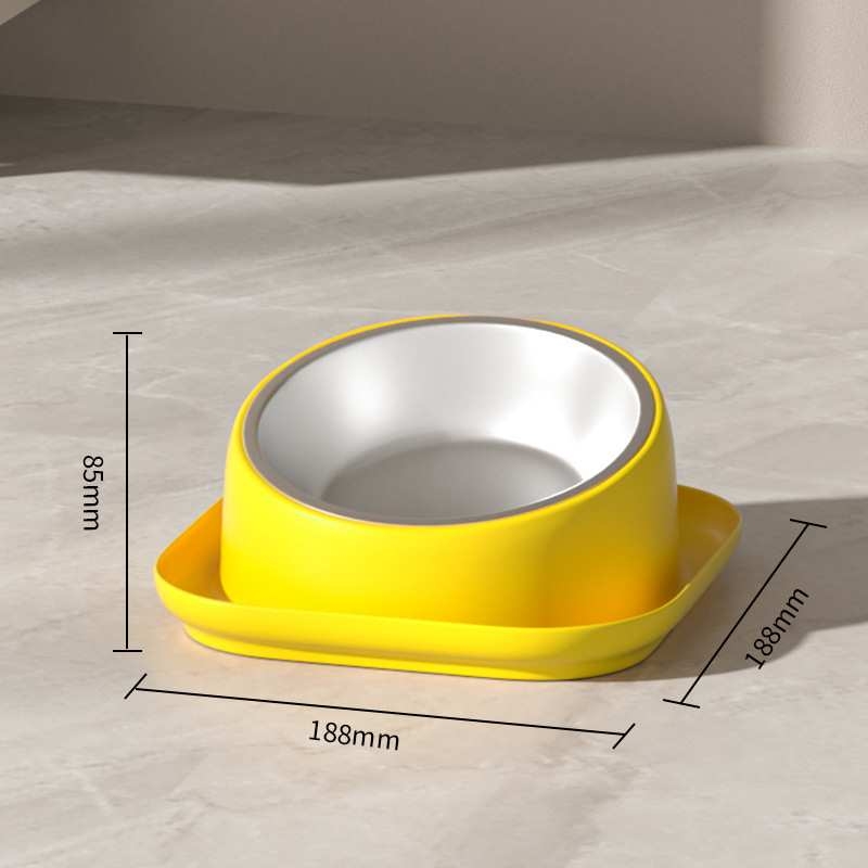 White yellow o range Oblique pet bowl