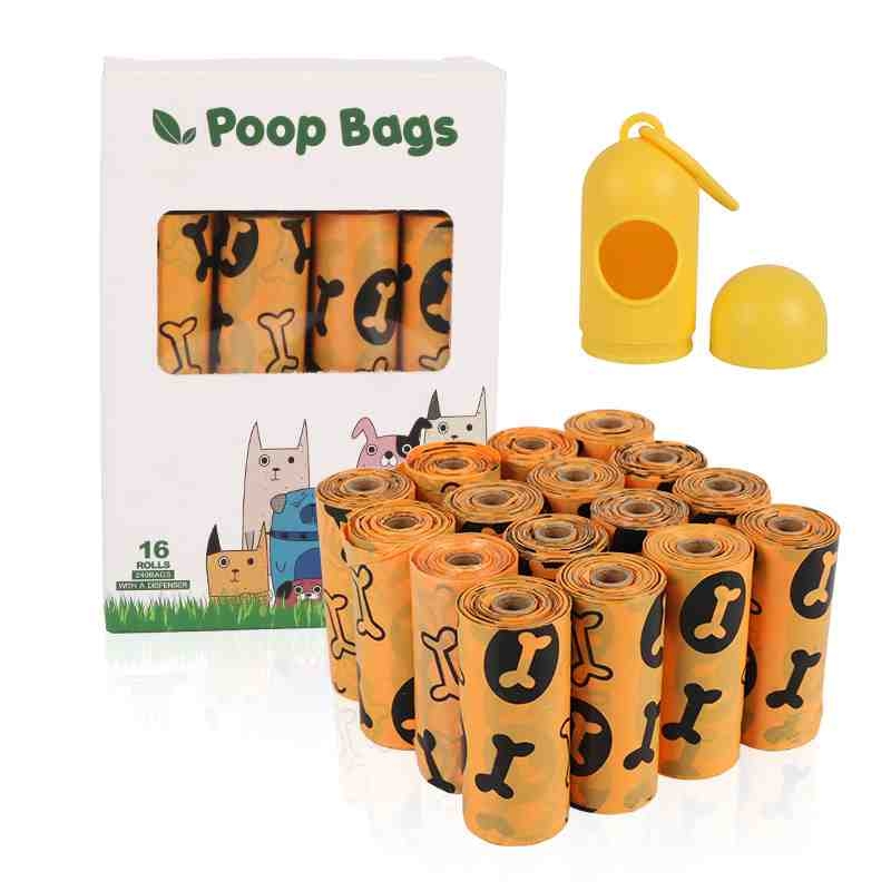 16 rolls degradable pet waste collection bag with dispenser