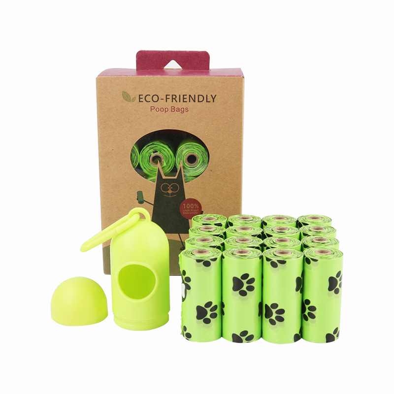 16 rolls degradable pet waste poop bag with dispenser