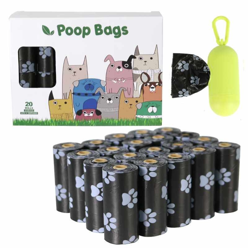 20 rolls degradable pet waste poop bag with dispenser