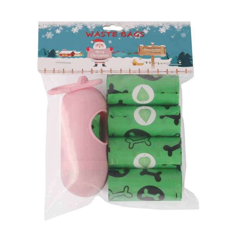 5 rolls degradable pet waste collection bag with dispenser