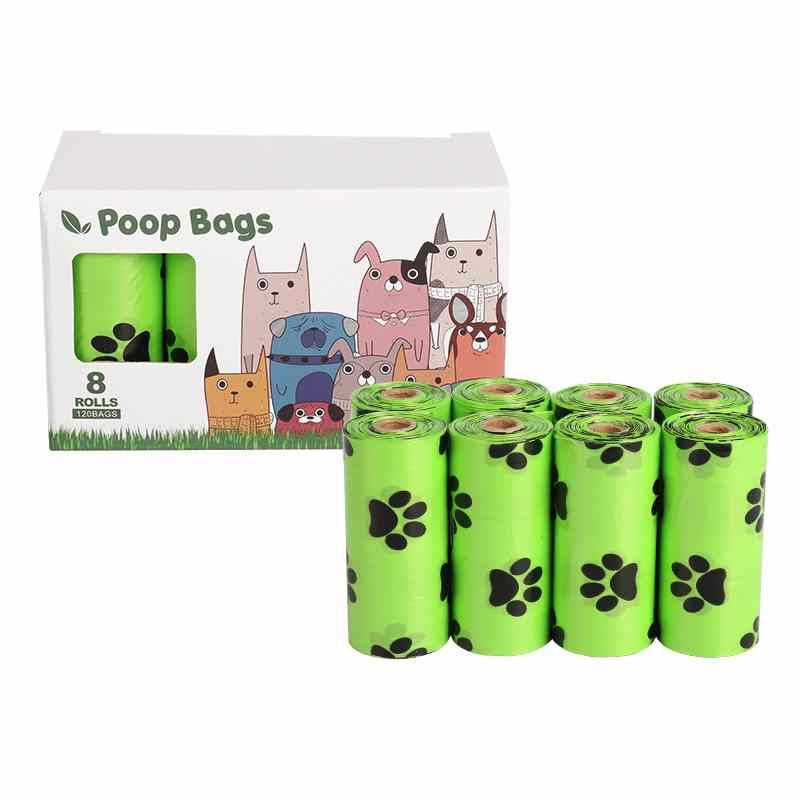 8 rolls degradable pet waste collection bag with white box package