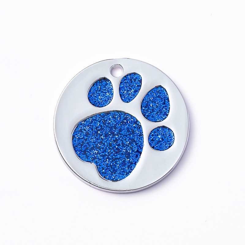 Factory Outlet Round Dog Tag With Dog Footprint Pattern