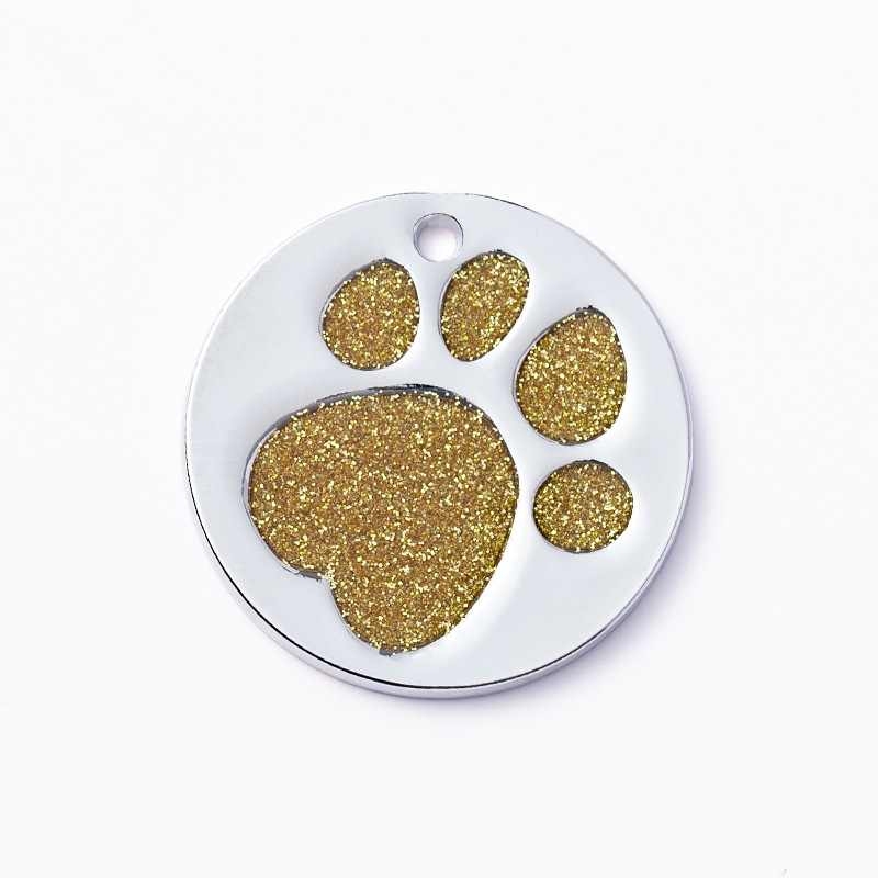 Factory Outlet Round Dog Tag With Dog Footprint Pattern