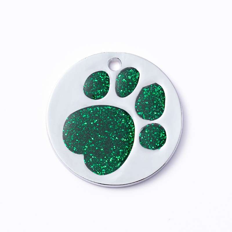 Factory Outlet Round Dog Tag With Dog Footprint Pattern