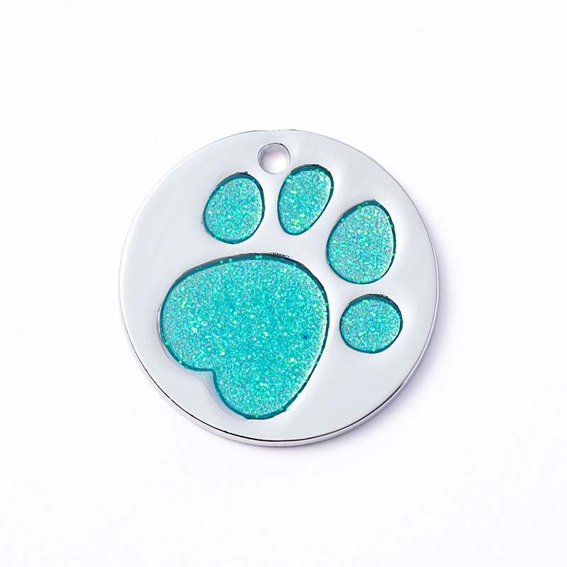 Factory Outlet Round Dog Tag With Dog Footprint Pattern