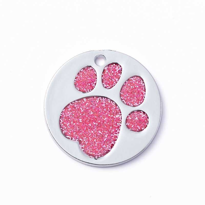 Factory Outlet Round Dog Tag With Dog Footprint Pattern