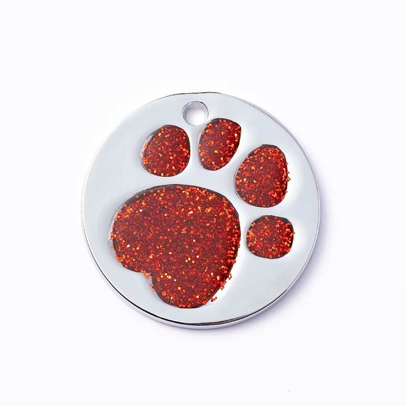 Factory Outlet Round Dog Tag With Dog Footprint Pattern