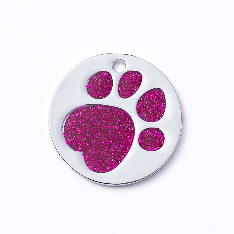 Factory Outlet Round Dog Tag With Dog Footprint Pattern