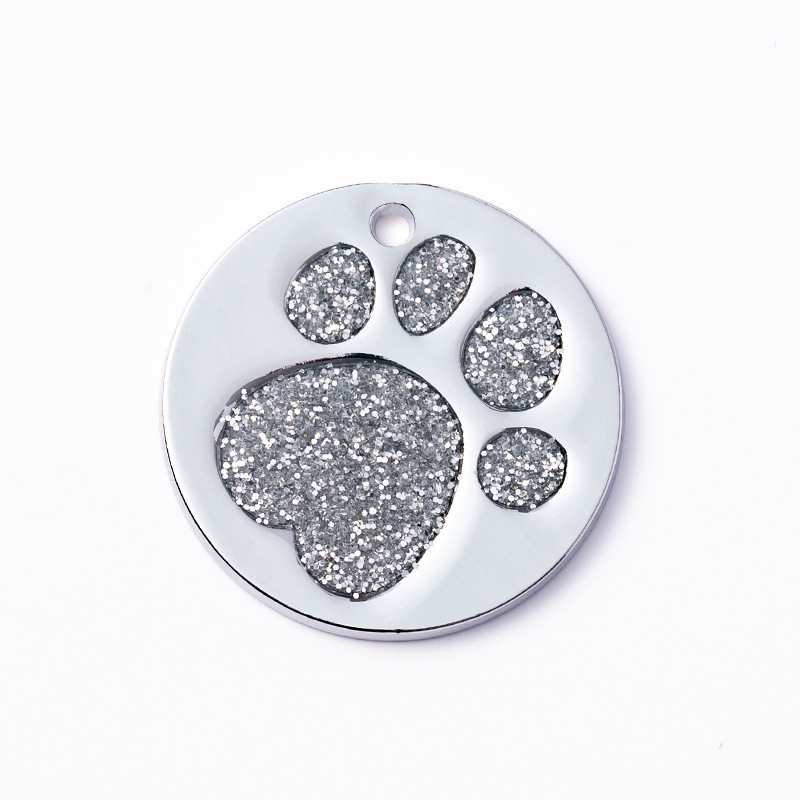 Factory Outlet Round Dog Tag With Dog Footprint Pattern