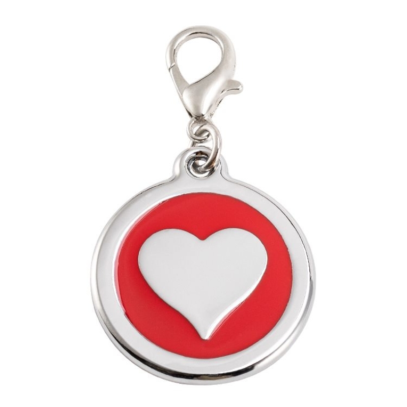 Factory Outlet Round PetTag With Dog Heart Pattern