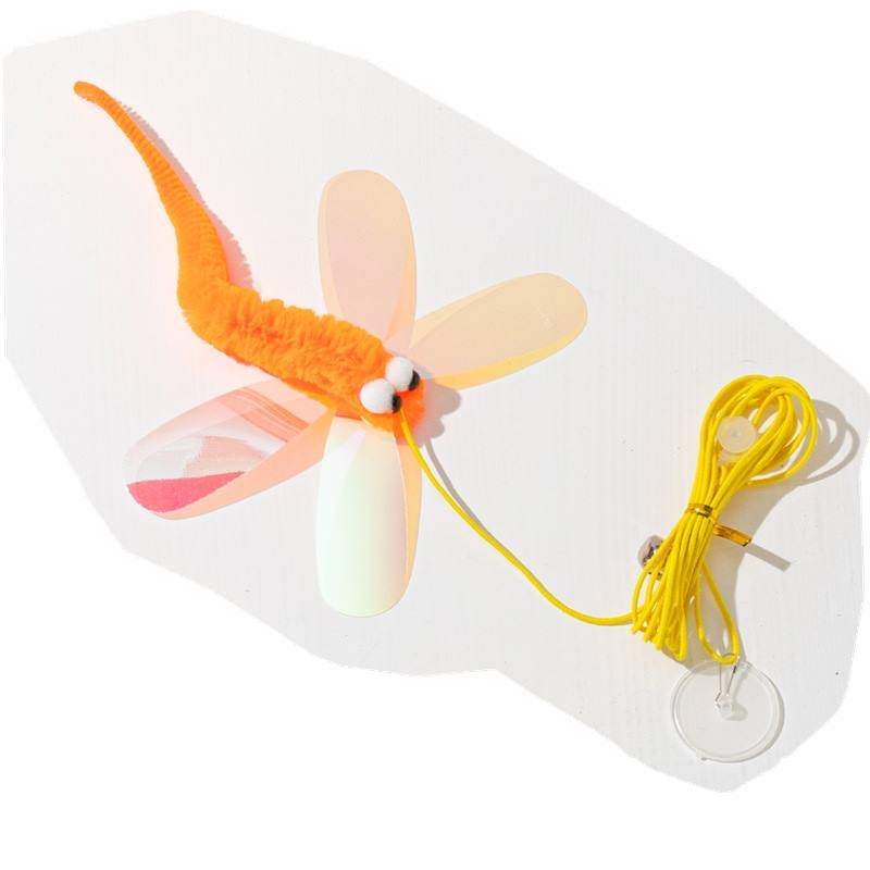 Cat toy hanging in the form of a dragonfly bird