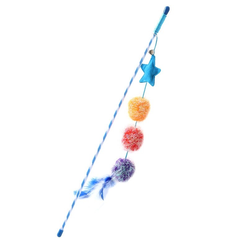 Felt star feather funny cat stick