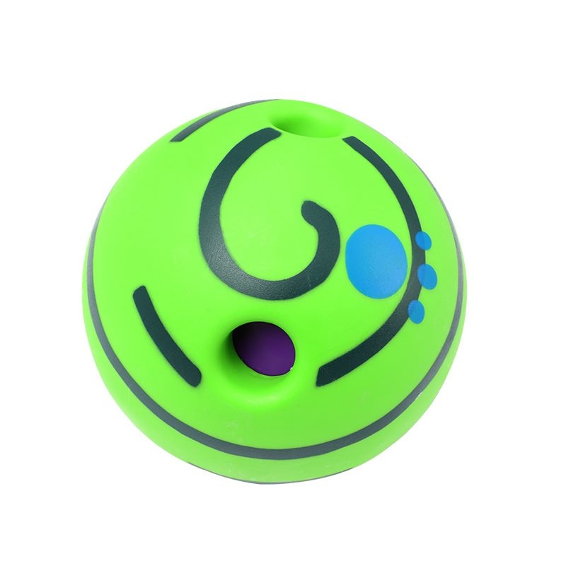 Tennis-shaped dog training ball that makes noise