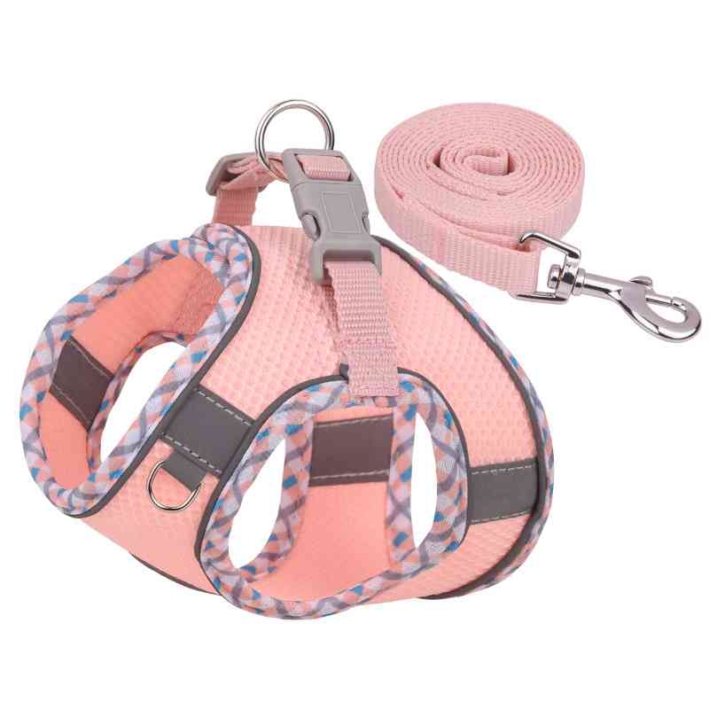 Breathable pet harness and leash set in various colors