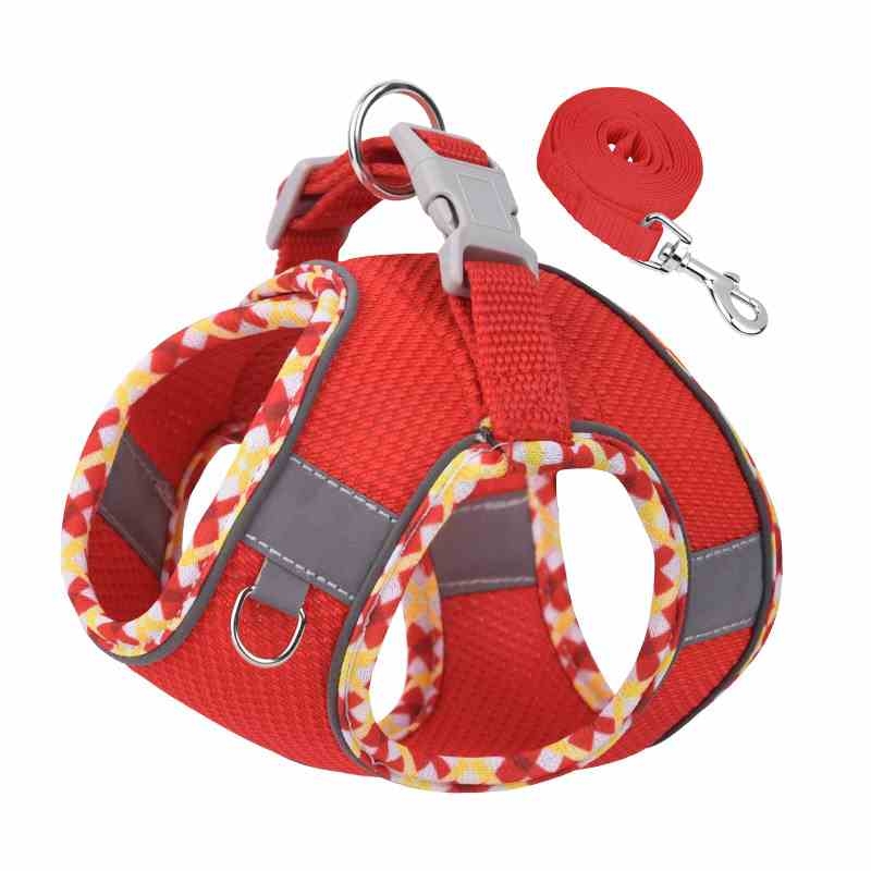 Breathable pet harness and leash set in various colors