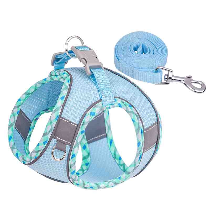 Breathable pet harness and leash set in various colors